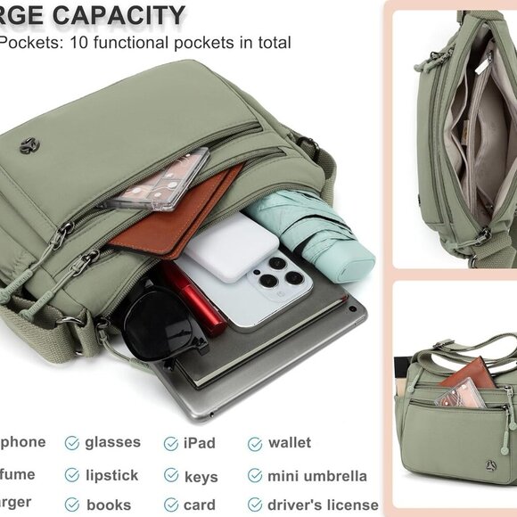 Stylish Water-Resistant Crossbody Purse with 10 Pockets - Lightweight & Secure - Picture 6 of 6